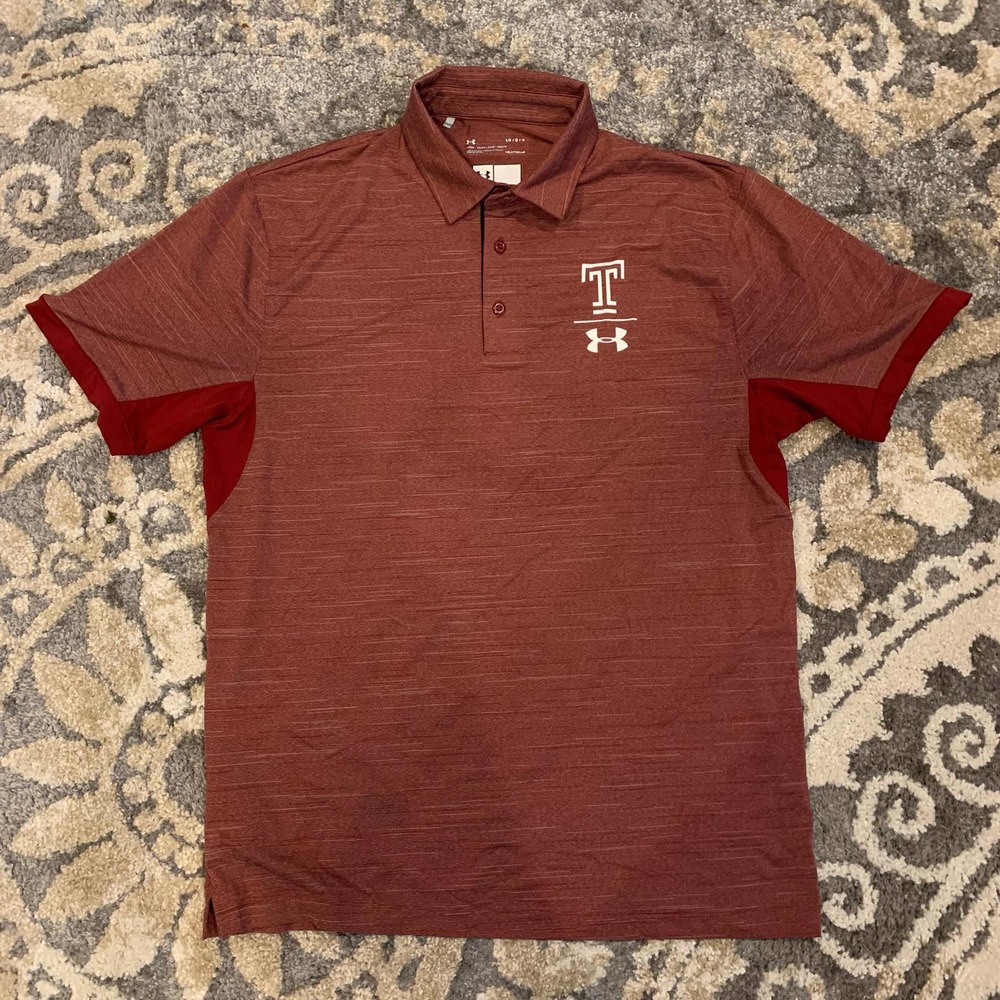 Temple University Owls Under Armour Loose HeatGear Golf Polo Men’s Size Large - Picture 2 of 5